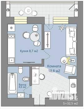 1-к квартира, вторичка, 32м2, 2/14 этаж