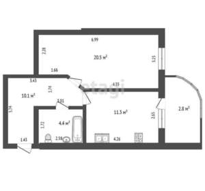 1-к квартира, вторичка, 46м2, 12/17 этаж