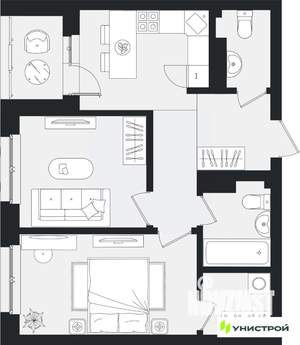 2-к квартира, вторичка, 51м2, 10/16 этаж