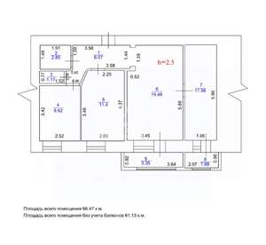 3-к квартира, вторичка, 66м2, 3/14 этаж
