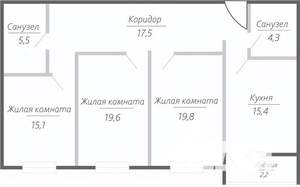 3-к квартира, строящийся дом, 99м2, 5/15 этаж