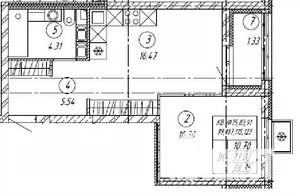 1-к квартира, строящийся дом, 38м2, 5/9 этаж