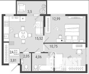2-к квартира, вторичка, 50м2, 11/17 этаж