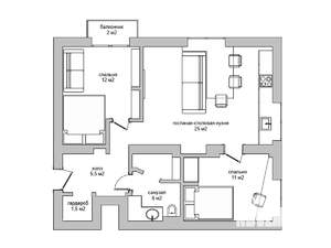 2-к квартира, вторичка, 60м2, 2/3 этаж