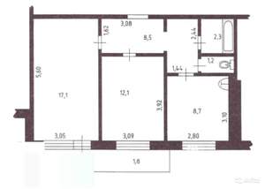 2-к квартира, вторичка, 50м2, 8/9 этаж
