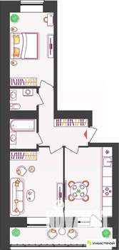 2-к квартира, вторичка, 53м2, 2/11 этаж