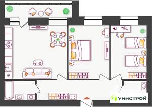 2-к квартира, вторичка, 69м2, 1/11 этаж