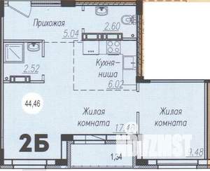 2-к квартира, вторичка, 44м2, 14/16 этаж