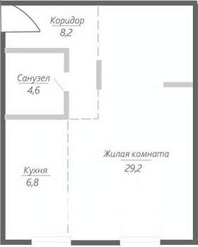 1-к квартира, строящийся дом, 49м2, 2/15 этаж