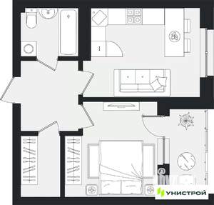 1-к квартира, вторичка, 41м2, 3/16 этаж