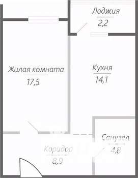 1-к квартира, строящийся дом, 48м2, 8/15 этаж