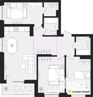 3-к квартира, вторичка, 92м2, 4/16 этаж