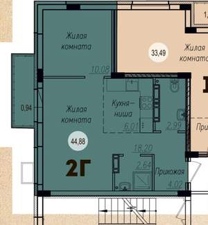 2-к квартира, вторичка, 45м2, 8/15 этаж