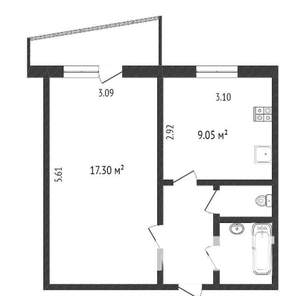 1-к квартира, вторичка, 35м2, 6/9 этаж