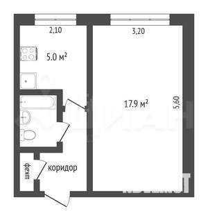 1-к квартира, вторичка, 31м2, 5/5 этаж