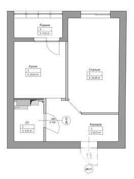 1-к квартира, вторичка, 40м2, 7/9 этаж