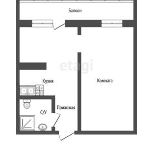 1-к квартира, вторичка, 38м2, 6/10 этаж