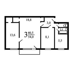 3-к квартира, вторичка, 53м2, 7/9 этаж