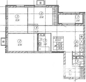 3-к квартира, строящийся дом, 80м2, 8/9 этаж