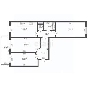 3-к квартира, вторичка, 74м2, 2/10 этаж