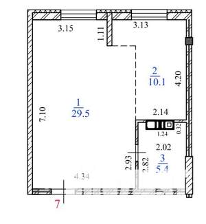 1-к квартира, строящийся дом, 45м2, 3/15 этаж