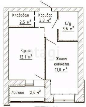 1-к квартира, вторичка, 34м2, 2/9 этаж