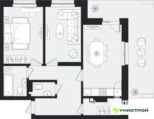 2-к квартира, вторичка, 70м2, 1/16 этаж