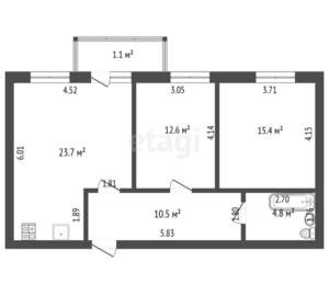 2-к квартира, вторичка, 68м2, 1/10 этаж