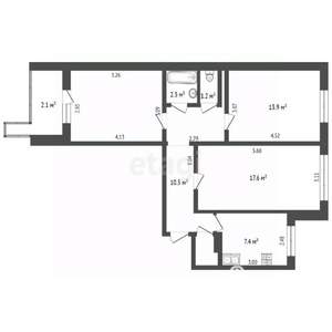 3-к квартира, вторичка, 66м2, 1/9 этаж