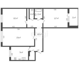 3-к квартира, вторичка, 65м2, 3/9 этаж