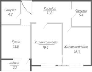 2-к квартира, строящийся дом, 75м2, 4/15 этаж