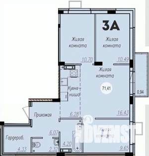 3-к квартира, строящийся дом, 71м2, 4/15 этаж