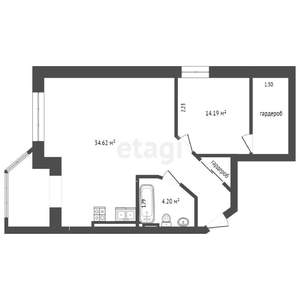 2-к квартира, вторичка, 53м2, 2/4 этаж