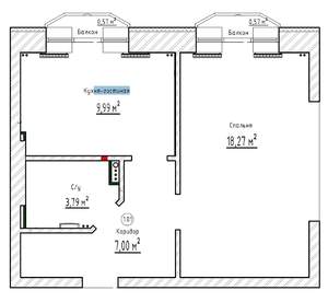 1-к квартира, вторичка, 40м2, 4/5 этаж