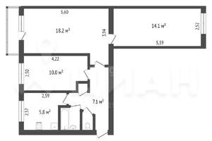3-к квартира, вторичка, 61м2, 2/5 этаж