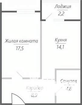 1-к квартира, строящийся дом, 48м2, 8/15 этаж