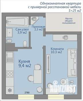 1-к квартира, вторичка, 25м2, 3/14 этаж