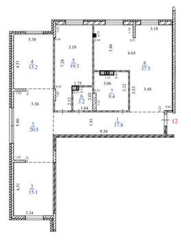 4-к квартира, строящийся дом, 138м2, 3/15 этаж