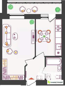 1-к квартира, вторичка, 38м2, 10/11 этаж