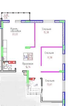 3-к квартира, вторичка, 85м2, 7/9 этаж