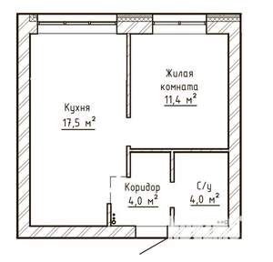 1-к квартира, строящийся дом, 35м2, 2/6 этаж