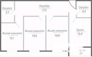 3-к квартира, строящийся дом, 99м2, 5/15 этаж