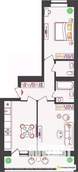 2-к квартира, вторичка, 55м2, 10/11 этаж