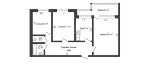 3-к квартира, вторичка, 60м2, 5/16 этаж