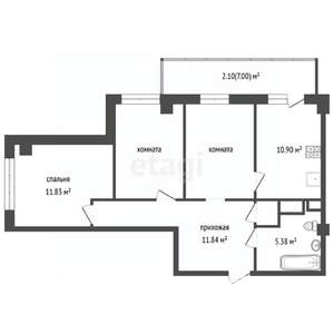 3-к квартира, вторичка, 67м2, 12/12 этаж