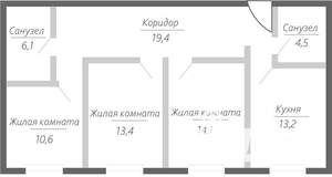 3-к квартира, строящийся дом, 81м2, 2/15 этаж