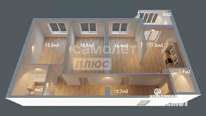 3-к квартира, вторичка, 75м2, 1/4 этаж