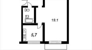 1-к квартира, вторичка, 32м2, 4/5 этаж