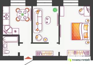 2-к квартира, вторичка, 51м2, 10/11 этаж