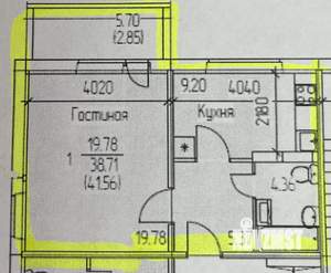 1-к квартира, вторичка, 42м2, 1/9 этаж